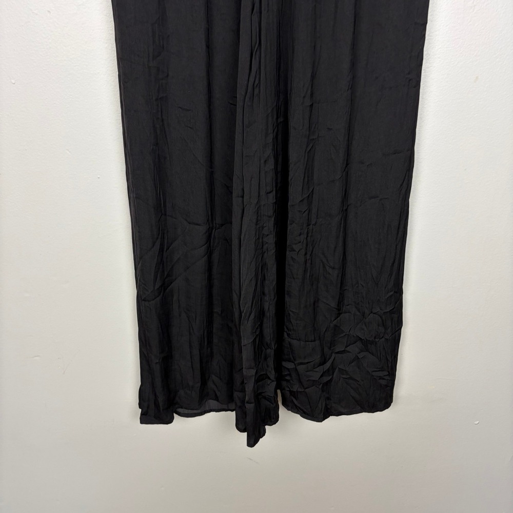 Zara Wide Leg Flowing Trousers Black High Waist Elastic Boho Whimsygoth Medium - Picture 5 of 9